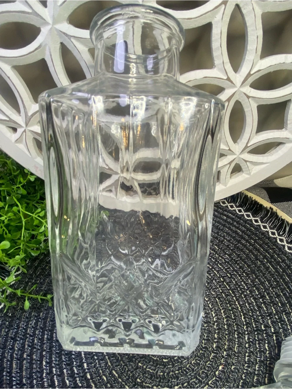 Vintage Bormioli Rocco Square Decanter With Square Topper 32oz & 9‎ 1/2